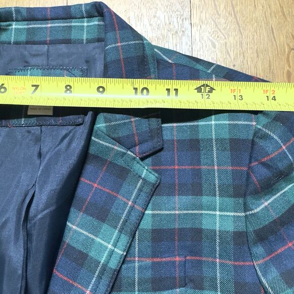 J CREW Tartan Plaid Wool School Boy Blazer Jacket Top Women Size 4 Gold Buttons - Picture 8 of 10